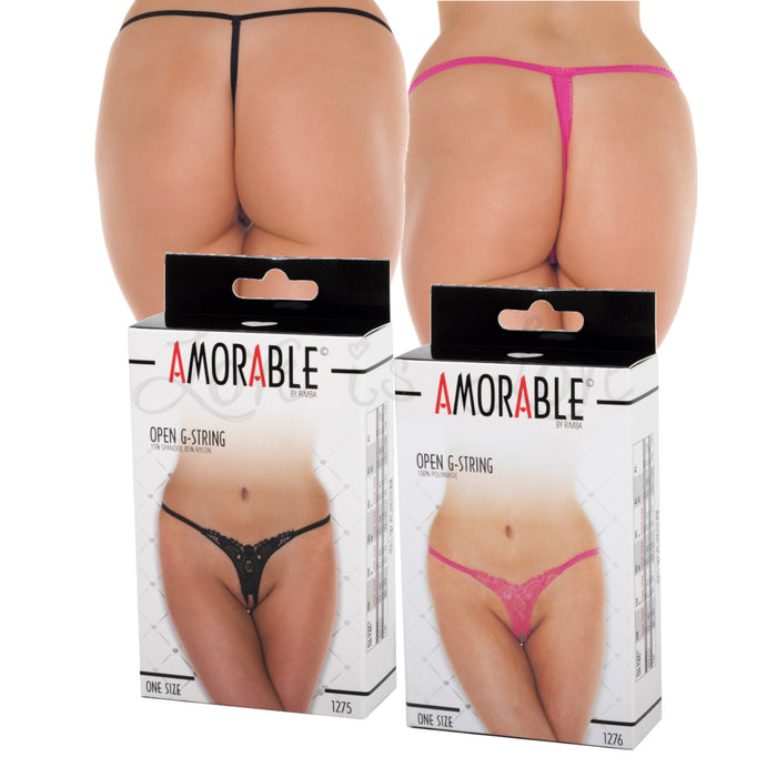 Rimba Amorable Open Lace G-String Black or Pink RIM 1275/1276