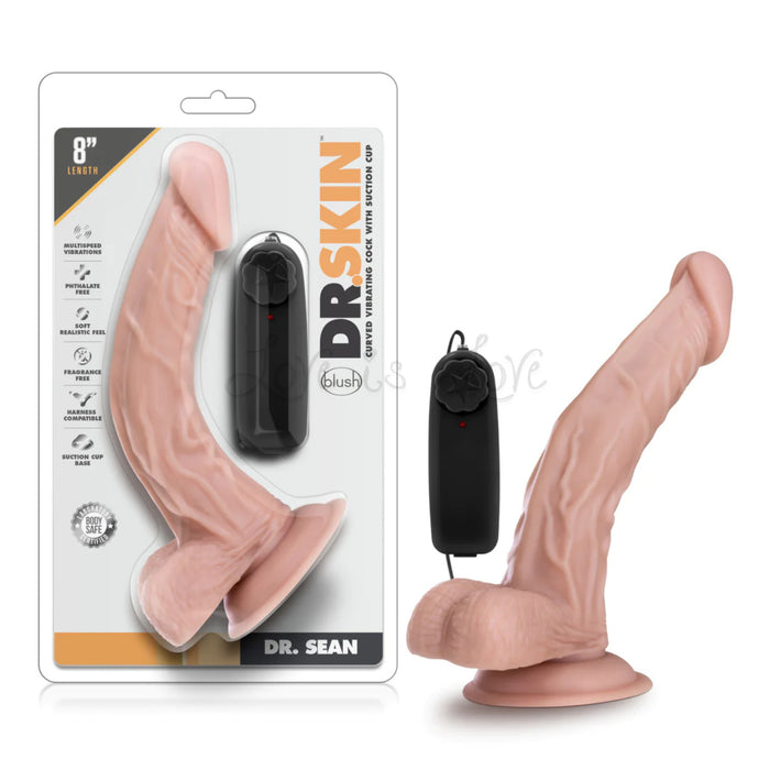 Blush Dr. Skin Dr. Sean Vibrating Realistic Cock With Suction Cup 8 Inch Beige