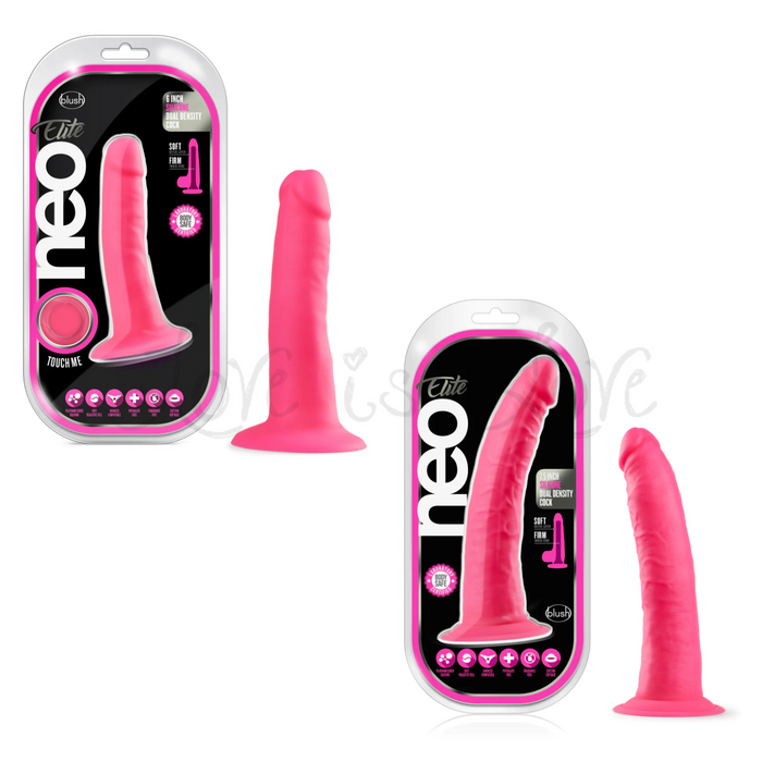 Blush Neo Elite Dual Density Platinum Cured Silicone Cock Pink 6 Inch or 7.5 Inch