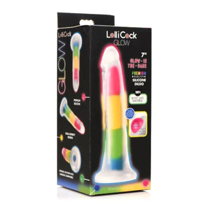 Curve Novelties Lollicock 7 Inch Glow in the Dark Suction Cup Silicone Dildo Rainbow Buy in Singapore LoveisLove U4Ria
