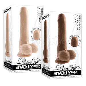 Evolved Peek A Boo Uncircumcised Vibrating 8" Silicone Dildo with Power Turbo Mode Light or dark Vibrators - Realistic Vibrators Buy in Singapore LoveisLove U4Ria