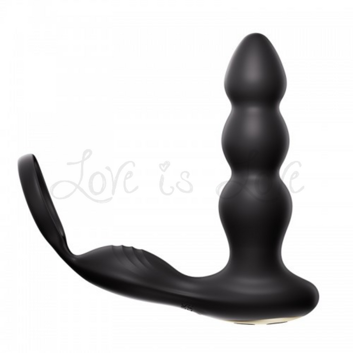 Erocome Indus Remote Control Prostate & Perineum Massager with Cock Ring Black