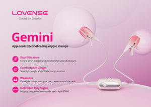 Lovense Gemini App-controlled Adjustable Rechargeable Vibrating Nipple Clamps