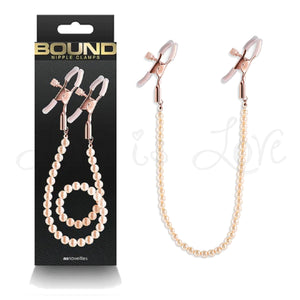 NS Novelties Bound Adjustable Nipple Clamps DC1 With Beaded Chain Rose Gold Buy in Singapore LoveisLove U4Ria