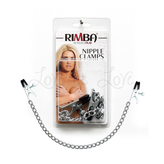 Rimba Large Metal Adjustable Nipple Clamps with Chain Silver RIM 7843
