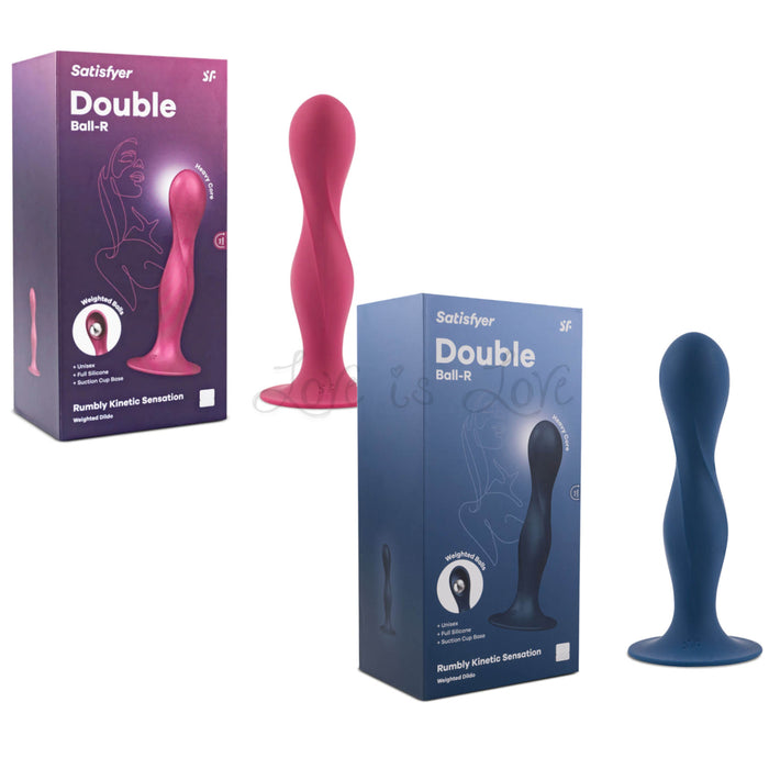 Satisfyer Double Ball-R Weighted Dildo Red or Dark Blue