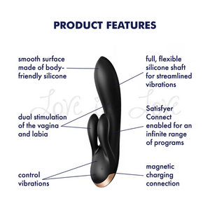 Satisfyer Double Flex App-Controlled Rabbit Vibrator Black (Authorized Retailer)