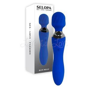 Selopa Blue Belle Silicone Dual-Ended Wand Vibrator Blue Vibrators - Wands & Attachments Buy in Singapore LoveisLove U4Ria