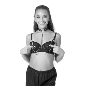 Sex & Mischief Amor Collar with Nipple Clamps Black