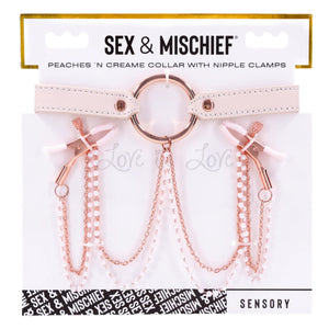 Sex & Mischief Peaches 'n CreaMe Collar with Nipple Clamps Buy in Singapore LoveisLove U4Ria