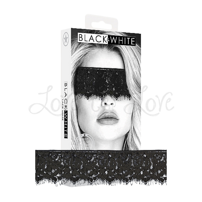 Shots Ouch! Black & White Lace Mask with Elastic Strap