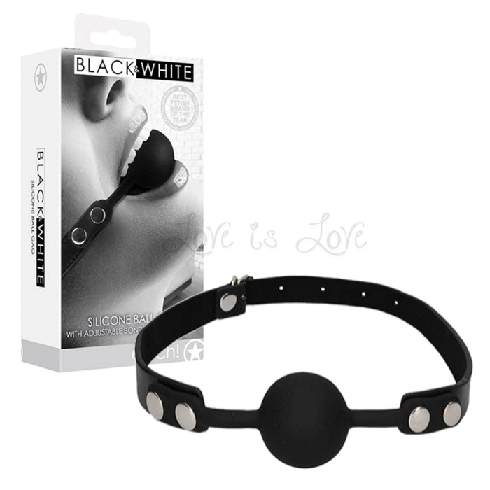 Shots Ouch! Black & White Silicone Ball Gag Black