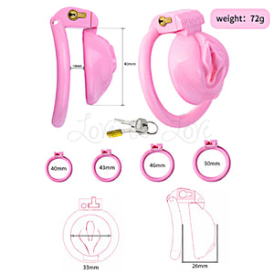 Sissy Chastity Cage Pussy Shape Design 4-Piece Ring #185 (40mm,45mm,50mm,55mm)