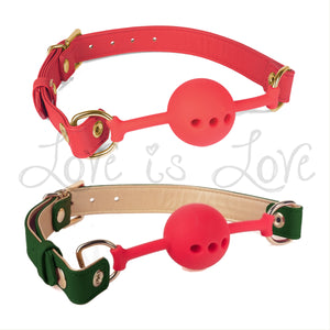 Spartacus Vegan Fetish Red Breathable Silicone Ball Gag 46 mm Green Strap or Red Strap  Buy in Singapore LoveisLove U4Ria