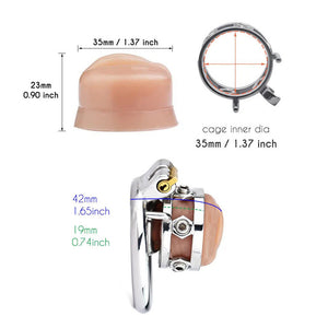 Stainless Steel Chastity Cage with Detachable Silicone Vagina Cum Pee Hole #411 (w/45mm Round Ring)