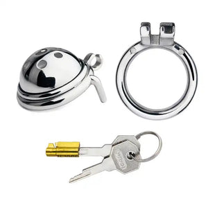 Stainless Steel Hemisphere Chastity Cage Cock with Round 45mm Ring #173