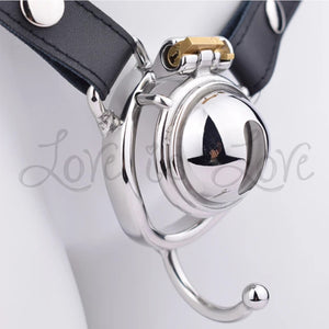 Stainless Steel Hemisphere Pee Hole Chastity Cage with Belt and Hook Ring 45 mm #168 Buy in Singapore LoveisLove U4Ria