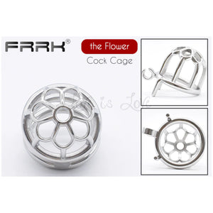 Stainless Steel Short Chastity Flower Cock Cage #01 with 45 mm Round Ring Buy in Singapore LoveisLove U4Ria