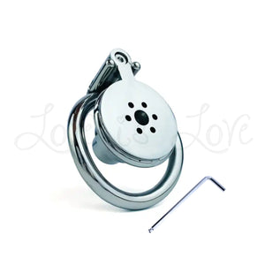 Stainless Steel Sissy Flat Pancake Chastity Cage with Allen Key and Curved 45mm Ring Buy in Singapore LoveisLove U4Ria