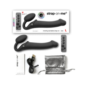 Strap-On-Me Remote Control Vibrating 3 Motors Strap On Black or Purple Size M or L