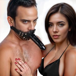 Strict Leather Studded Ride Me Mouth Gag With Dildo