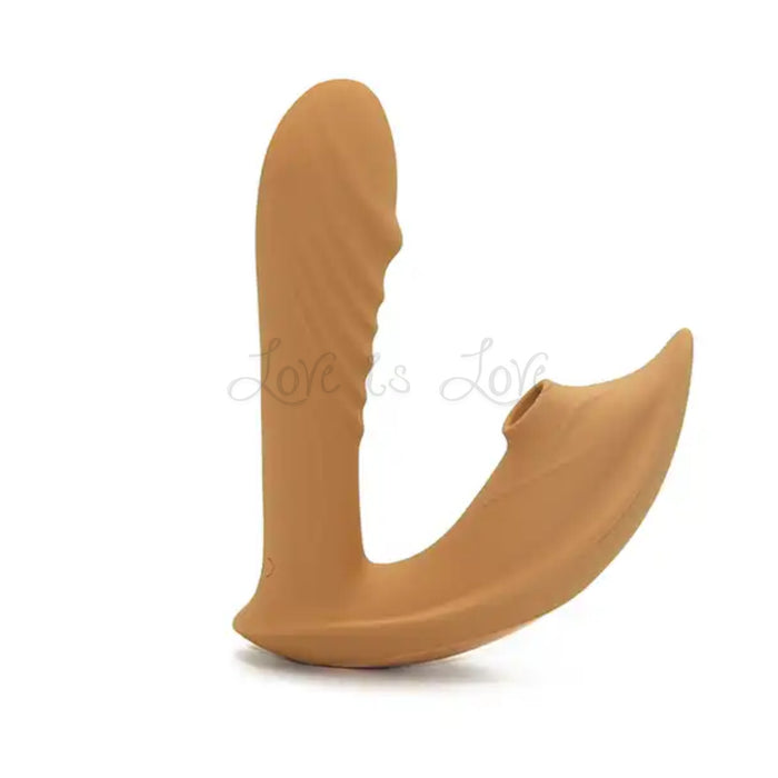 Stylish Vibes Silicone Wearable Clitoral Sucking and Rotating G-Spot Vibrator Light Brown