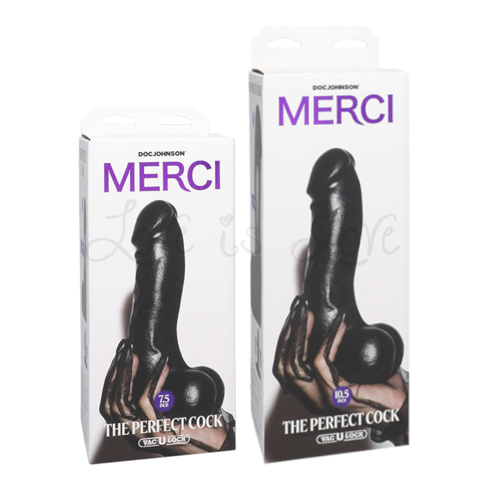 Doc Johnson Merci The Perfect Cock Dildo with Removable Vac-U-Lock Suction Cup 7.5 or 10.5 in