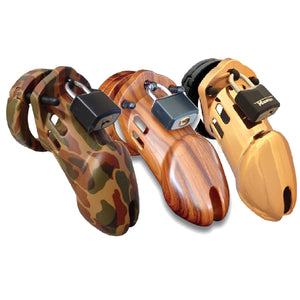 CB-X CB-6000 3.25 Inch Male Chastity Device Designer Collection Wood or Camouflage or Gold