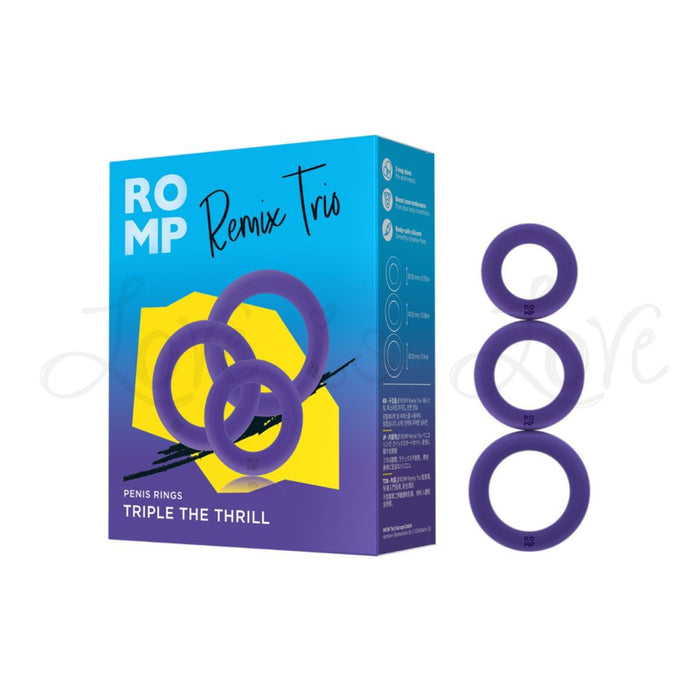 Romp Remix Trio Penis Rings Triple The Thrill 3-Piece Silicone Cock Rings
