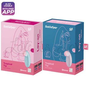 Satisfyer Tropical Tip App-Controlled Lay-On Clitoral Vibrator Light Blue or Lilac (Authorized Retailer)