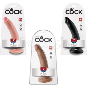 King Cock 7 Inch Cock Flesh or Tan or Black