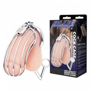 Blueline C&B Metal Cock Cage With Anal Stimulator love is love buy sex toys in singapore u4ria loveislove