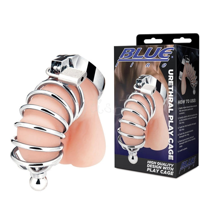 Blueline Urethral Play Chastity Cock Cage