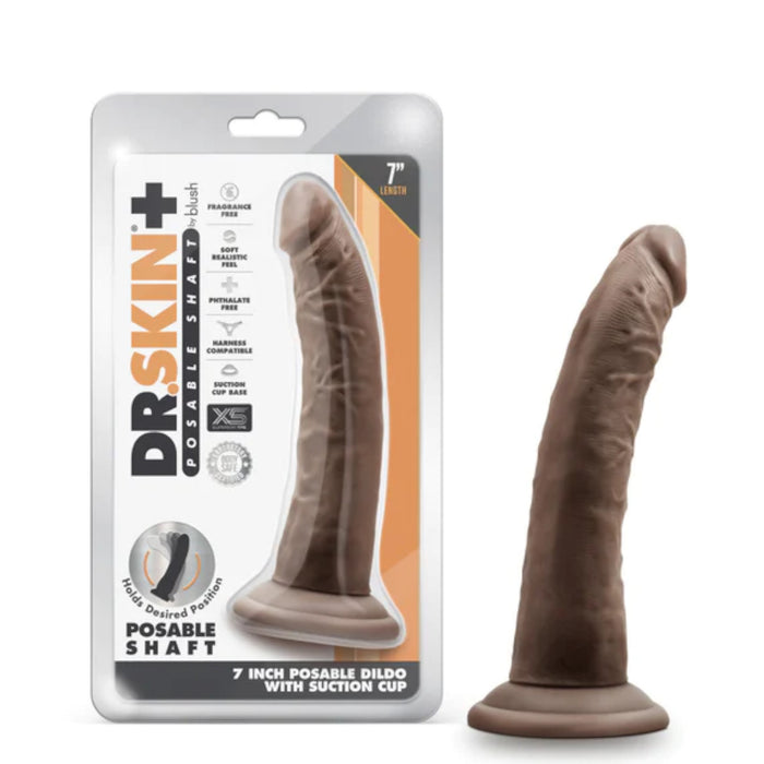 Blush Dr. Skin Plus 7 Inch Posable Dildo with Suction Cup