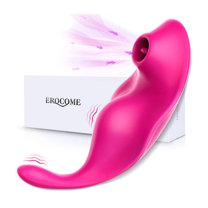 Erocome Equuleus App-Controlled Wearable Clitoral Suction Toy with Tongue and G Spot Vibrator Cerise