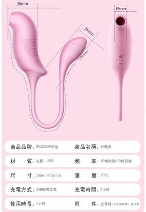 Erocome Tucana Dual Clitoral Stimulator Deep Rose and Pink (Limited Period Sale)