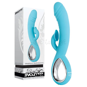 Evolved Triple Infinity Clitoral Suction Dual Stimulator Silicone Aqua Buy in Singapore LoveisLove U4Ria