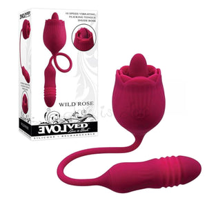 Evolved Wild Rose Flicking Tongue & Thrusting Bullet Vibrator Red Buy in Singapore LoveisLove U4Ria