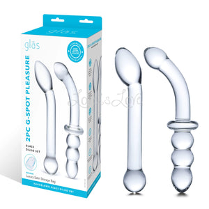 Glas G Spot Pleasure Glass Dildo and Butt Plug 2-Piece Set Clear buy in Singapore LoveisLove U4ria