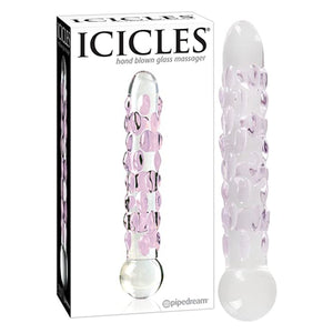 Icicles No. 7 Pink Hand Blown Glass Massager Dildos - Glass/Ceramic/Metal ICICLES Love Is Love u4ria Sex Toys buy in Singapore