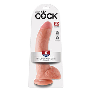 King Cock 9 Inch Cock with Balls Flesh or Tan (Authorized Dealer)