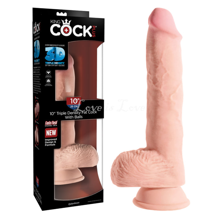 King Cock Plus Triple Density Fat Cock with Balls 10 Inch