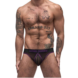 Male Power Airotic Mesh Enhancer Thong Black/Purple S/M or L/XL Buy in Singapore LoveisLove U4Ria