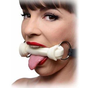 Master Series Bone and Gagged Silicone Dog Bone Gag in Black or White (Limited Period Sale)