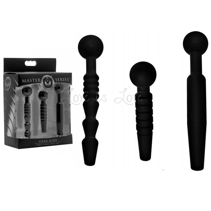 Master Series Dark Rods 3 Piece Silicone Penis Plug Set (Authorized Dealer)