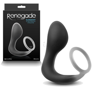 NS Novelties Renegade Slingshot Dual- Layer Silicone Cock RIng & Prostate Stimulator Black Buy in Singapore LoveisLove U4ria