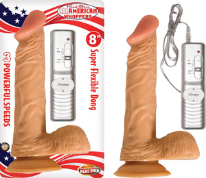 Real Skin All American Whoppers Vibrating 8 Inch Dildo With Balls