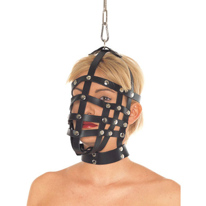 Rimba Leather Muzzle Mask with Top Hanging Ring RIM 7601
