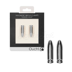 Shots Ouch Magnetic Nipple Clamps Diamond Bullet in Silver Buy in Singapore LoveisLove U4Ria
