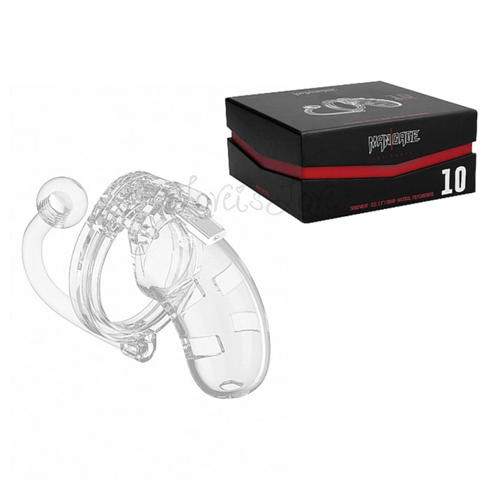 Shots Mancage Chastity Cage Model 10 With Attachable Butt Plug Transparent (Authorized Dealer)